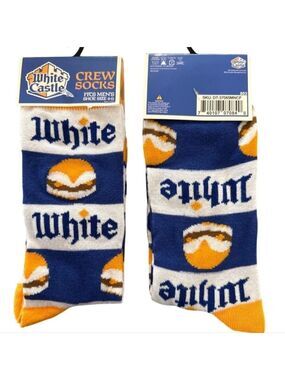 4 /$25 White Castle Burger Crew Socks New Novelty Socks Unisex Collectible Socks